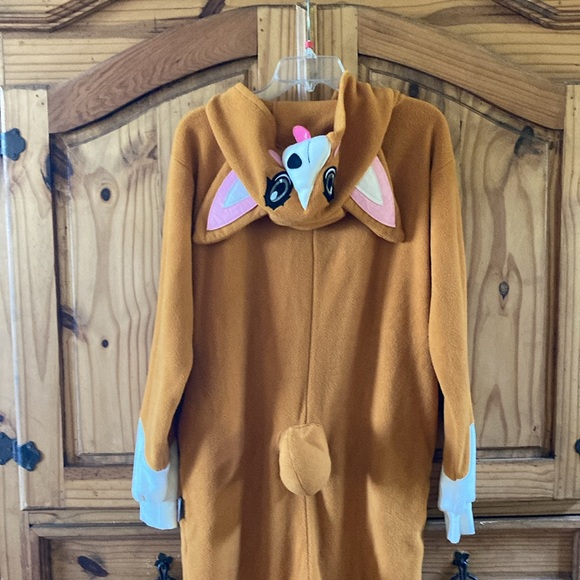 Women Funziez brown white dog one piece hooded costume pajamas size S - Picture 8 of 12